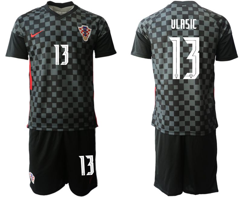 Men 2020-2021 European Cup Croatia away black #13 Nike Soccer Jersey->customized soccer jersey->Custom Jersey